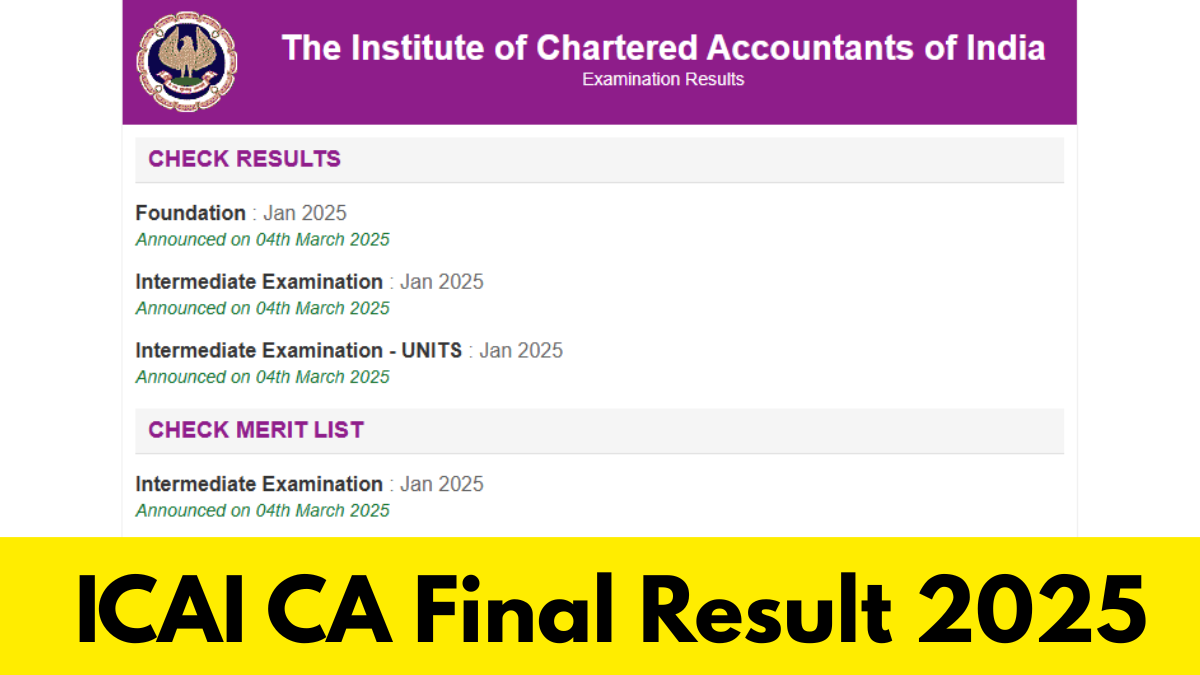 ICAI CA Final Result 2025: Check Expected Result Date and Time, Official Website link icai.nic.in
